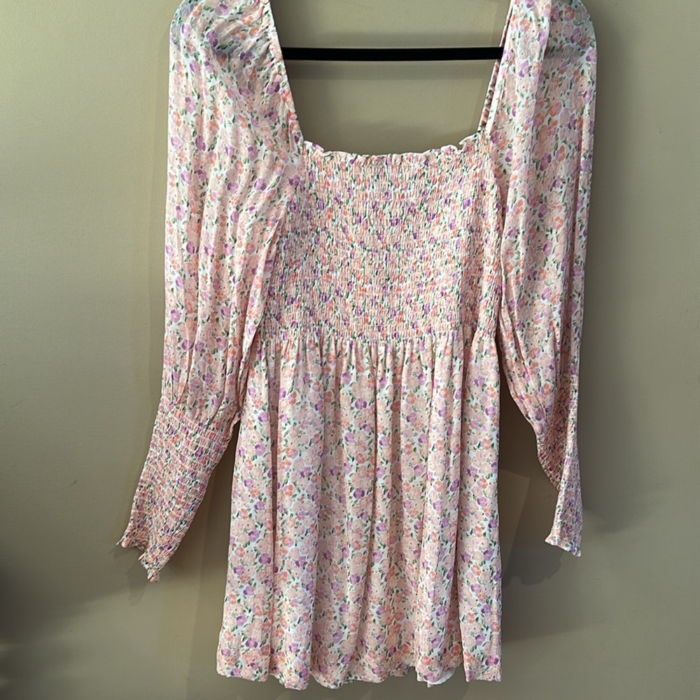 Hill House The Grace Mini Nap Dress - Pansy in Pink Multi Georgette - Picture 8 of 11